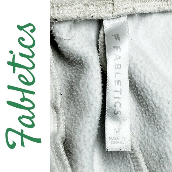 FABLETICS COZY FLEECE WIDE LEG CARGO SWEATPANTS IVORY CREAM, SIZE MEDIUM - Picture 8 of 13